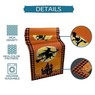 4 Pièces Nappe Halloween 220x130cm Rectangulaire Imperméable - Décoration Citrouille Effrayante Pour Fête