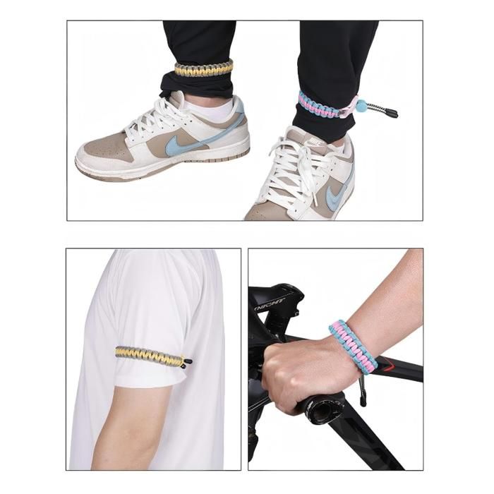 2 Pinces De Pantalon Pour Vélo Avec Bande Élastique Et Boucle, Réfléchissantes, Polyvalentes Pour Jogging, Randonnée Et Pêche - Marron