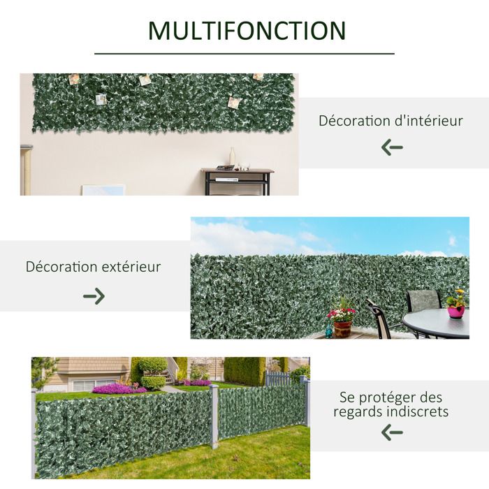 Haie Artificielle Brise-Vue décoration Rouleau 2,4L x 1H m Feuillage ...