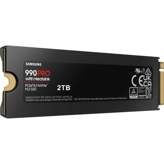 SAMSUNG - 990 PRO - Disque SSD Interne - 2 To - Avec dissipateur - PCIe 4.0  - NVMe 2.0 - M2 2280 - Jusqu'à 7450 Mo/s (MZ-V9P2T0GW) - Cdiscount  Informatique