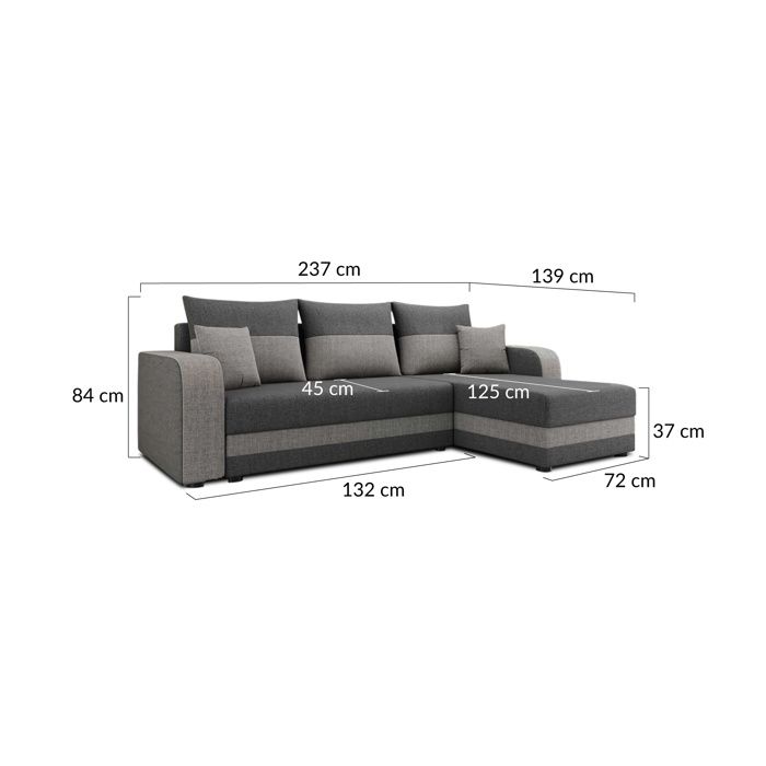 Canapé 2 places convertible en tissu gris clair SILDA