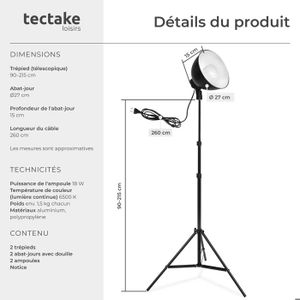 Kit Éclairage Softbox Professionnel, Lot de 2, 60x60 cm, Ampoule LED 30W, 5500K Proche Lumière Jour, Support Trépied Réglable, pour Studio, Photographie, Enregistrement Vidéo, Diffusion Direct | FR
