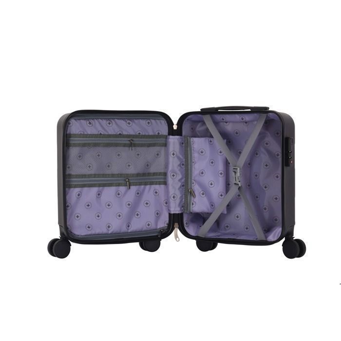 Valise Cabine TROLLEY ADC 55x34x23 Cm - Rigide Légère 2.5 Kg 39L - 4 Roues Silencieuses - Gris Argenté