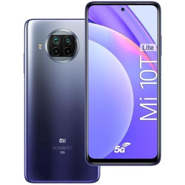 Smartphone XIAOMI Mi 10T Lite 5G 128Go Bleu - Écran FHD+ 667” - Quad caméra 64MP - Processeur Snapdragon 750G