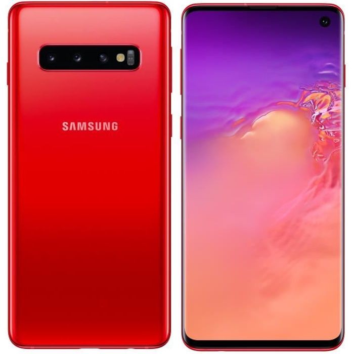 Vente T&eacute;l&eacute;phone portable Samsung Galaxy S10 128 go Rouge - Double sim pas cher