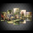 5 peintures sur toile-décoration murale-Paysage de Conte de fées-Décoration de la maison-avec cadre-100x50cm[844]-0