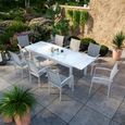 Table de jardin extensible aluminium blanc - ANIA - 180/240cm - 8 fauteuils empilables textilène-0