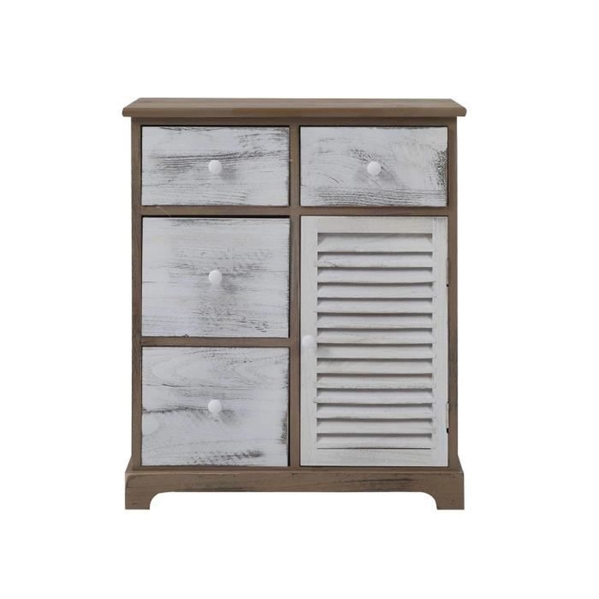 RE4482 - Art HxLxL Meuble de Rangement 4 Tiroirs Dimensions: 74 x 29 x 24,5 cm Style Retro Rebecca Mobili Petite Commode pour Chambre Salle de Bain Blanc Bleu Gris Bois de Paulownia