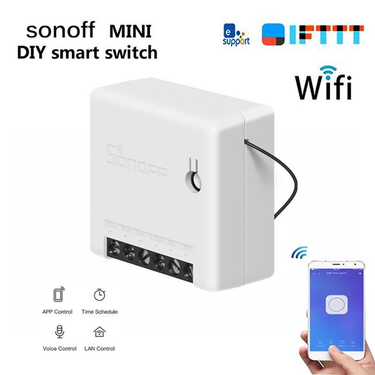 SONOFF MINI Interrupteur Connecté WiFi 2 Voies Commutateur Intelligent 4PCS,Compatible avec Alexa/Google Home/Nest/IFTTT,Contrôle à Distance,Commande Vocale,Fonction de Temps,Supporte le contrôle LAN 