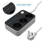 SWAREY Multiprise - Chargeur Bureau - 3 Prises - 6 Ports USB - Noir