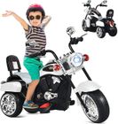 GOPLUS Moto Électrique pour Enfants 6 V à 3 Roues, 2,5-3km-h, Charge 30 KG, Scooter pour Enfants de 3 Ans+, 91x48x64 CM, Blanc
