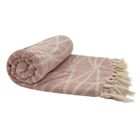 RIDEAUDISCOUNT Fouta, Jeté de Lit, Plaid 100% Coton 120 x 150 cm avec Franges Jacquard Motif Géométrique Rose 120 x 150cm
