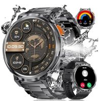 Montre Connectée Homme avec Torche LED, 1,85'' HD Grand Écran 730mAh Montre Connectée avec Appels Bluetooth, IP68 Étanche AndroidOS