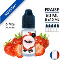 E-liquide saveur Fraise 50 ml en 6 mg de nicotine - 5 x 10 ml - marque E-lyk