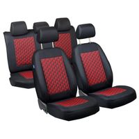 Housses de siège pour Fiat 500L - Premium Noir Rouge Effet 3D