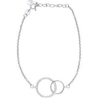 Andante Bracelet chaine en argent sterling 925 pour femme avec pierres de zircone blanches Longueur reglable de 17,5 cm a 21 