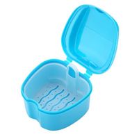 Drfeify Boîte à prothèses dentaires Cas de boîte de stockage de fausses dents de dentier avec le bleu clair d'appareil dentair HB022