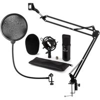 auna CM001B set microphone V4 micro condensateur perchette protection POP - noir