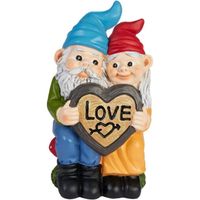 BRUBAKER Nains de Jardin Couple d'Amoureux sur Tue-Mouches avec Cœur Amour - 24 cm Figurines de Jardin