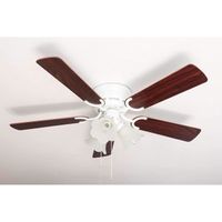 Pepeo Deluxe ceiling fan 105 cm white blade rosewood / dark walnut including lighting and pull switch, 105120192        [Clas