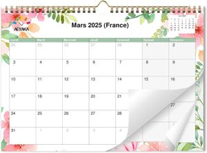 Calendrier De Bureau 2026 Vue Mois - Janvier à Décembre 2026 + Septembre-décembre 2025 Réduit, Planning Mensuel, Espagnol/catalan, Spirale Métal - 7