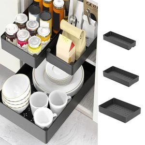 Rangement Sans Perçage Tiroir Coulissant Extensible KDISHKRA 30-47cm - Organisation Facile Sans Perçage Pour Cuisine Et Dressing Rangement Tiroir