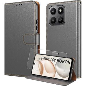 Coque Portefeuille + Verre Trempé Anti-Espion Pour Honor 400/400 Lite/200 - Noir