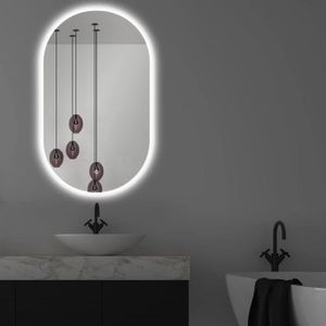 SM Miroir salle de bain ovale LED avec touche tactile;miroir mural à prix  pas cher