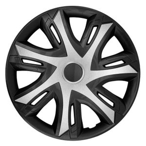ENJOLIVEUR Set de 4 enjoliveurs de roue NRM N-Power pour jantes en acier, bicolores argent / noir, 14