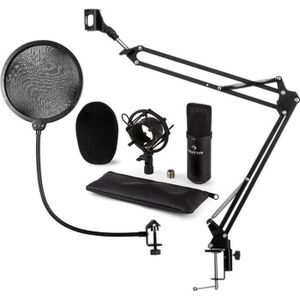 Auna KM 04 pied Set microphone 4 pièces avec micro pince et câble de 5m 
