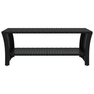 TABLE BASSE JARDIN  Table basse noir 100x50x40 cm résine tressée - SALUTUYA - TJ6586