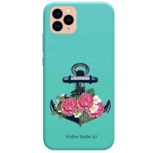 COQUE - BUMPER Coque turquoise Iphone 11 ancre marine et fleurs