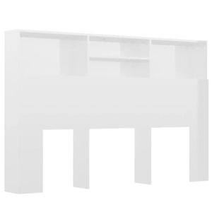TÊTE DE LIT Armoire de tête de lit Blanc brillant 160x19x103,5 cm - VGEBY - Contemporain - Design