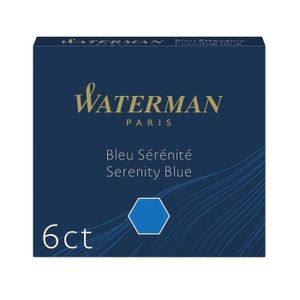 ENCRE WATERMAN boite 6 cartouches, couleur Bleu Sérénité
