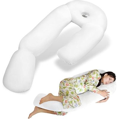 Chilling Home Oreillers de grossesse pour dormir, oreiller de corps en forme de C, oreiller de grossesse pour dormir, oreiller de grossesse de 150 cm avec housse en velours