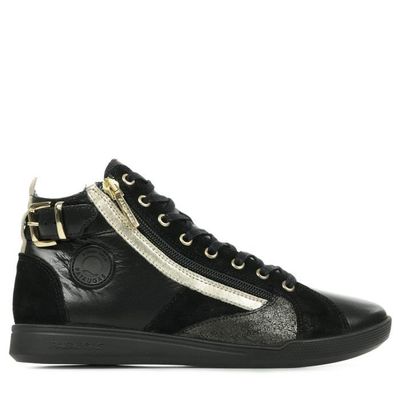 Baskets montantes femme Pataugas Palme Mix noir dore Noir dore Cdiscount Chaussures