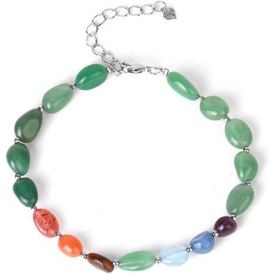 JIANGZ Bracelet Chakra, Gravier Irrégulier Pierre Naturelle Corail Rouge Pierre Chakra Bracelets Bracelet D'Amitié Réglable Bijoux Bohème Cadeau
