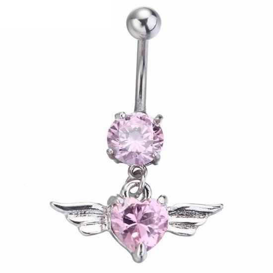 Accessoire Piercing Corps 3 Piercings Nombril Acier Chirurgical - Bijoux Coeur, Papillon, Anneau - Avec Boules De Rechange Piercing Nombril Zirconium