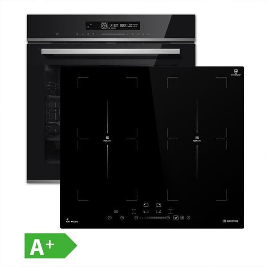 Cuisinière: 60cm Four encastrable EB8019EDP + 59cm Plaque Induction IH85900ED | Pyrolyse | Fonction pizza | Gril | Circulation de l'air | Air chaud | Tiroirs télescopiques | SET8019IH859ED