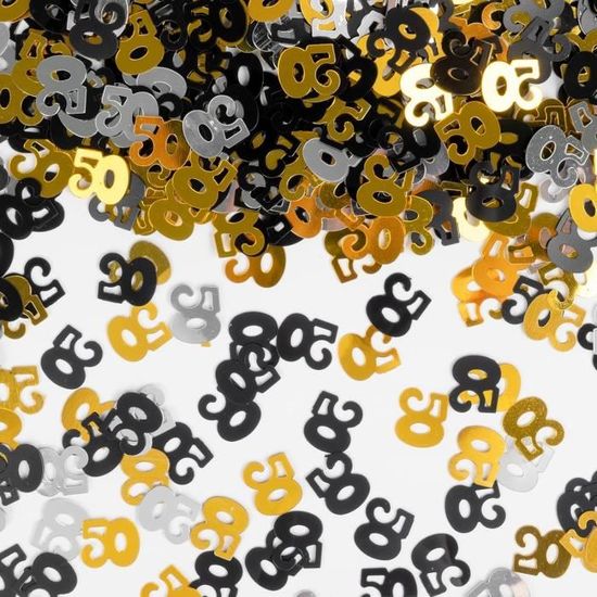 1000 Pcs Confettis Anniversaire 40 Ans, 30G Confettis De Table Noires Or Argent, Confettis En