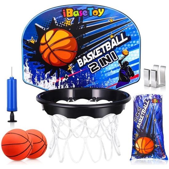 Cerceau de basket-ball iBaseToy avec sac de panier à linge sur la porte ménage enfants jeu de basket-ball panneau de basket-ball Net