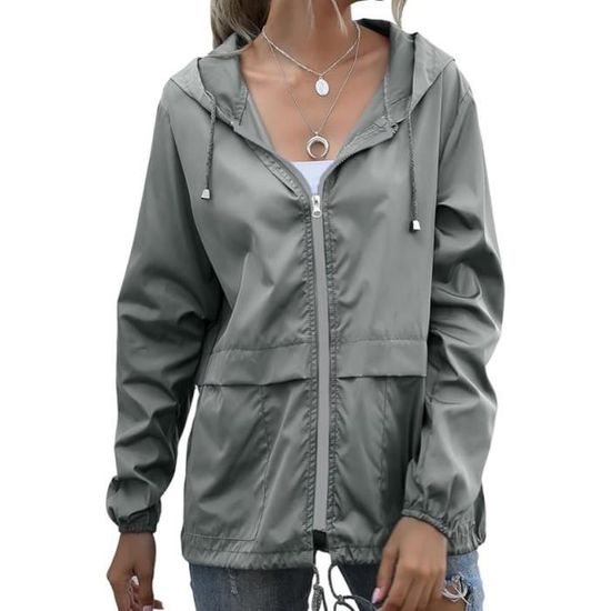Veste de pluie l?�g?�re et imperm?�able pour femme - Respirante - Pliable - Coupe-vent - Veste 
