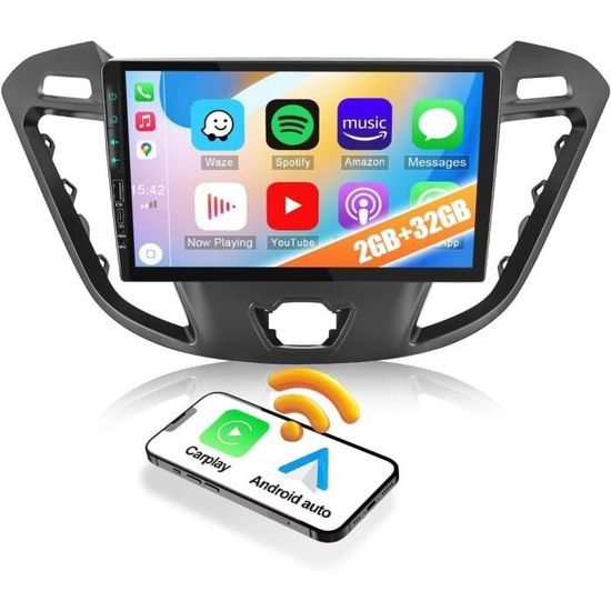 Autoradio Android 9 Pouces Pour Ford Transit Tourneo Custom 2013-2021 - Carplay/Android Auto Sans Fil - GPS, WiFi, Bluetooth