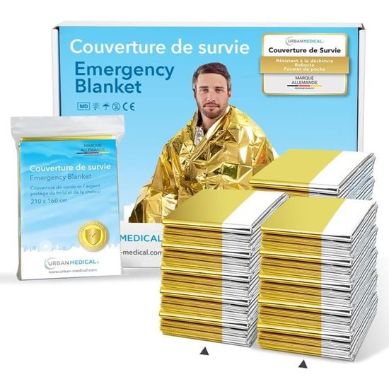Couverture De Survie Premium Protection Du Froid Et De La Chaleur 515 Pièces OrArgent
