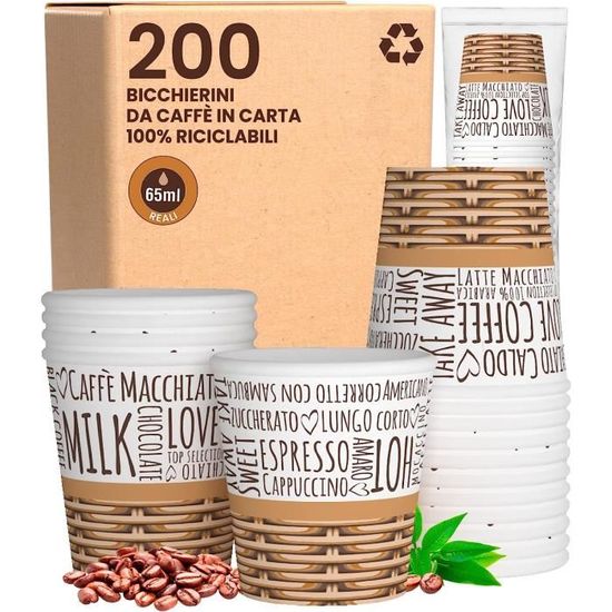 Gobelets En Papier 200ml MAQA - Emballés Individuellement, Compostables Et Biodégradables - Pour Hôtels, B&B, Hébergements (lot De 50)