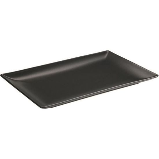 Lot De 4 Assiettes Rectangulaires Noires 19,3x12,7 Cm - Petites Assiettes à Dessert, Entrées Et Gâteaux En Mélamine