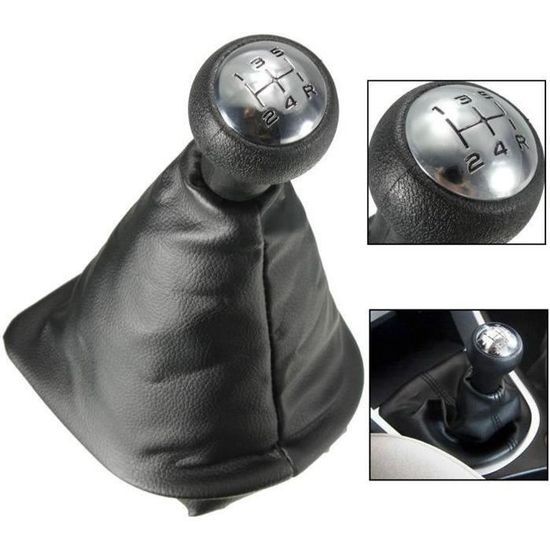 Pommeau De Vitesse Chromé 5 Vitesses + Soufflet Pour Peugeot 207, 307, 308, 406, 407, 807