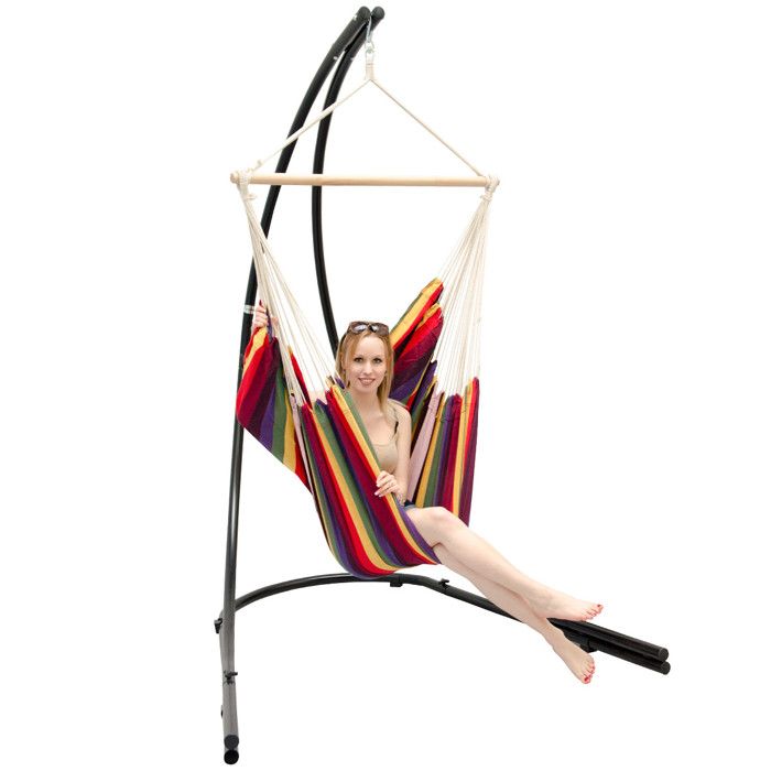 Support Hamac avec Chaise Suspendue XXL Fauteuil de Balancoire 360° Arc-en-ciel