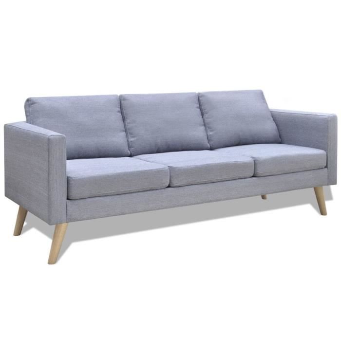 FUDANY��-Canapé à 3 places Tissu Gris clair