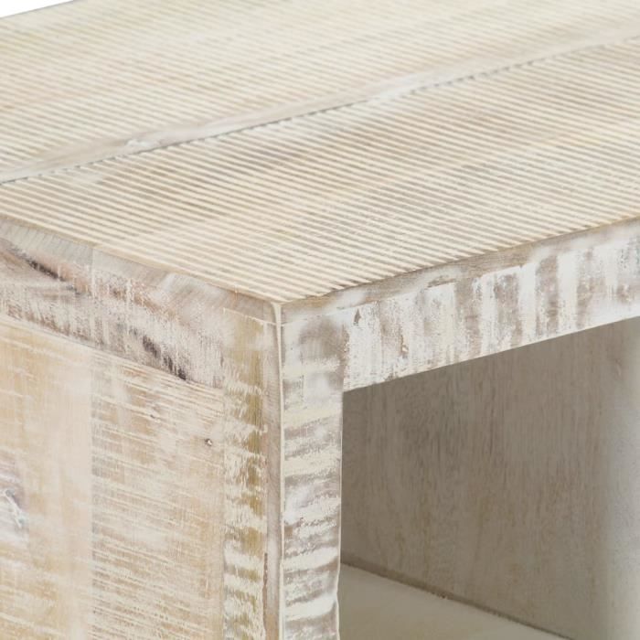 Table basse Blanc 110x50x40 cm Bois de manguier massif -Blanc -MOO